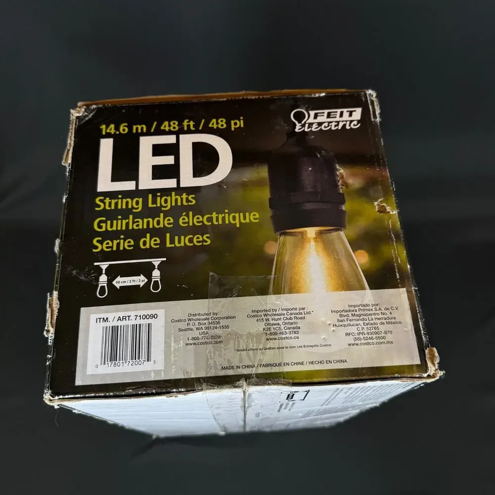 Feit Electric 710090 48ft LED String Light - Black 24x light new open box